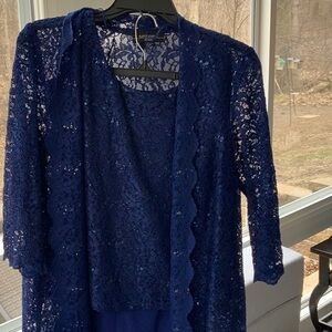 Elegant Navy Lace dressy pant set